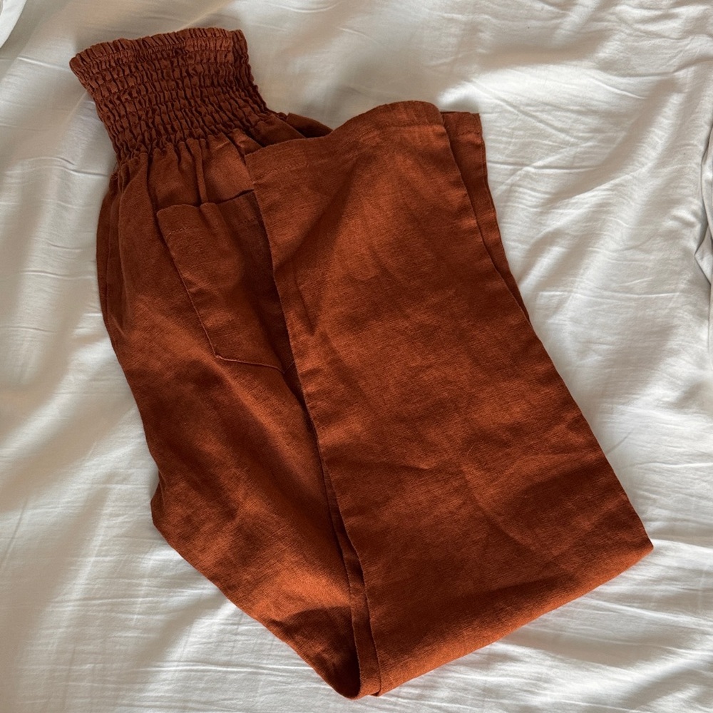 Emme Maternity Linen Pants - Cinnamon
